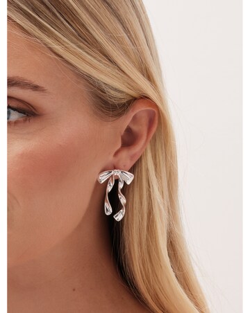 Mood Silver Polished Fluid Bow Earrings