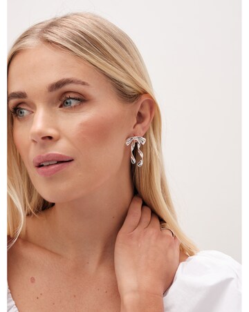 Mood Silver Polished Fluid Bow Earrings