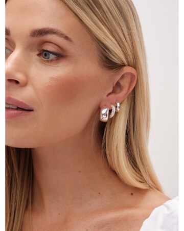 Mood Silver Polished Basic Hoop Earrings - Pack Of 3