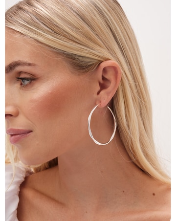 Mood Silver Polished Twist Large Hoop Earrings