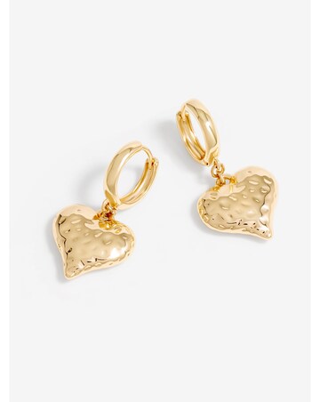 Mood Gold Polished Textured Heart Huggie Hoop Earrings