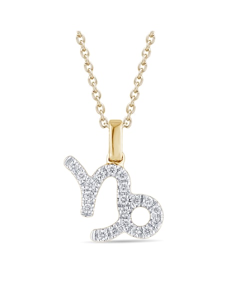 9ct Gold Diamond Capricorn Pendant
