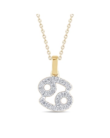 9ct Gold Diamond Cancer Pendant on 18 inch chain