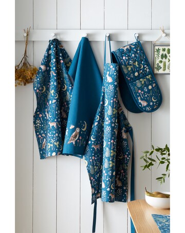 Catherine Lansfield Enchanted Twilight Animals Cotton Kitchen Tea Towel 4 Pack