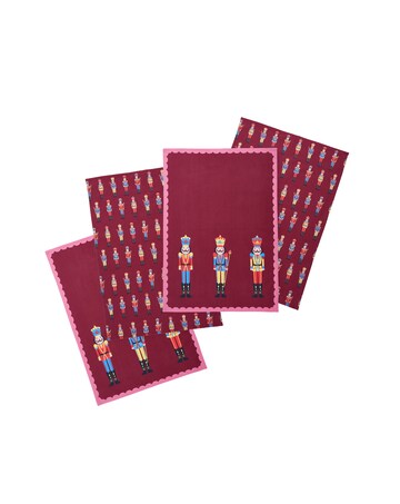 Catherine Lansfield Christmas Nutcracker Cotton Kitchen Tea Towel 4 Pack