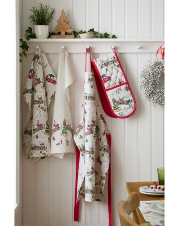 Catherine Lansfield Christmas Town Cotton Kitchen Tea Towel 4 Pack