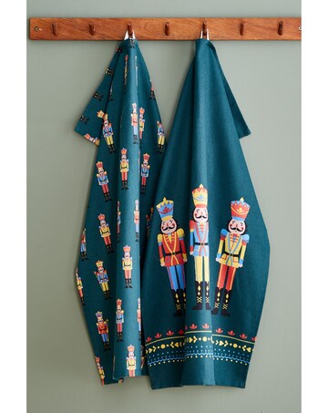 Catherine Lansfield Christmas Nutcracker Cotton Kitchen Tea Towel 4 Pack