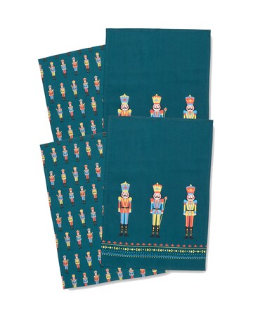 Catherine Lansfield Christmas Nutcracker Cotton Kitchen Tea Towel 4 Pack
