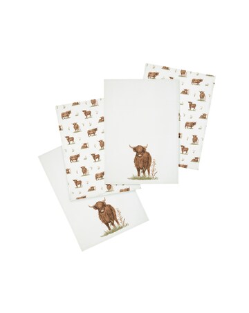 Catherine Lansfield Angus Highland Cow Cotton Kitchen Tea Towel 4 Pack