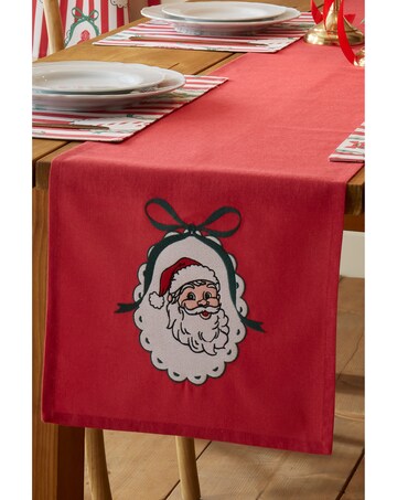 Catherine Lansfield Christmas Vintage Stripe Embroidered Dining Table Runner
