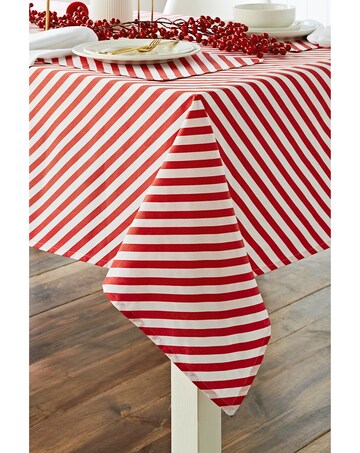 Catherine Lansfield Christmas Candy Cane Cotton Table Cloth