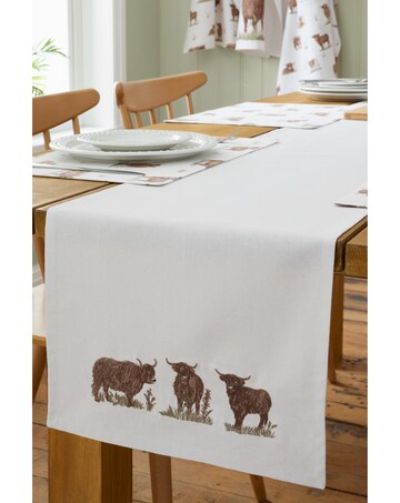 Catherine Lansfield Angus Highland Cow Cotton Dining Table Runner