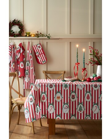 Catherine Lansfield Christmas Vintage Stripe Cotton Table Cloth