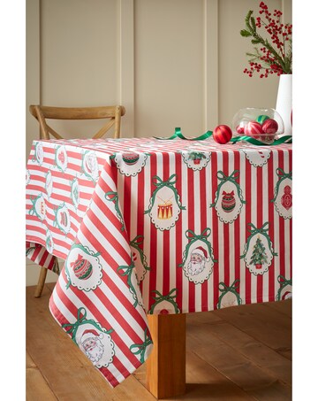 Catherine Lansfield Christmas Vintage Stripe Cotton Table Cloth