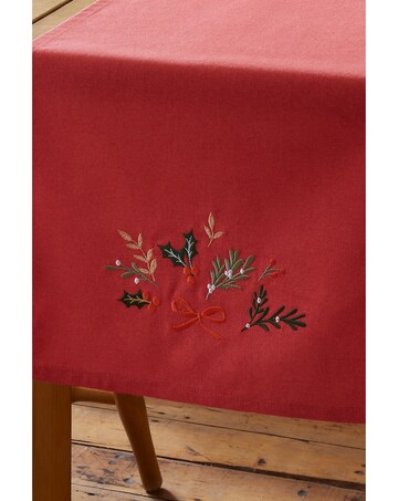 Catherine Lansfield Christmas Holly Stripe Cotton Dining Table Runner
