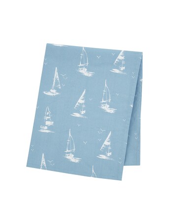 Catherine Lansfield Salcombe Boats Cotton Table Cloth Blue