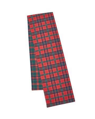 Catherine Lansfield Christmas Tartan Check Cotton Reversible Dining Table Runner