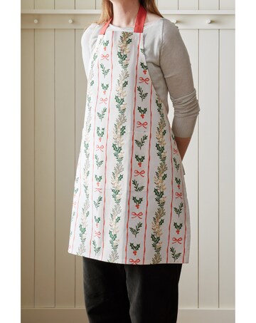 Catherine Lansfield Christmas Holly Stripe Cotton Kitchen Adult Apron