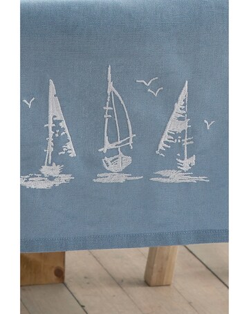 Catherine Lansfield Salcombe Boats Cotton Dining Table Runner Blue