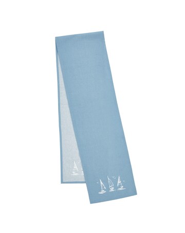 Catherine Lansfield Salcombe Boats Cotton Dining Table Runner Blue