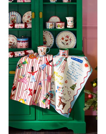 Eleanor Bowmer Dear Santa Cotton Kitchen Tea Towel Pack of 2