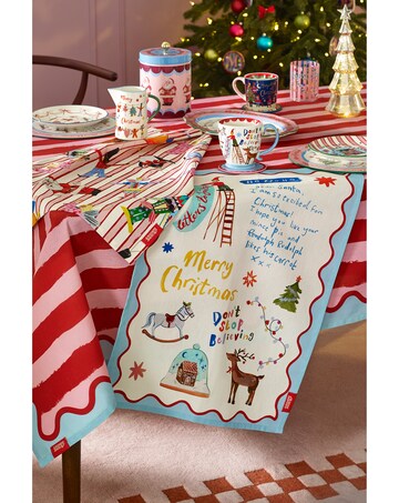 Eleanor Bowmer Dear Santa Cotton Kitchen Tea Towel Pack of 2