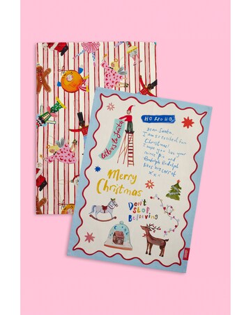 Eleanor Bowmer Dear Santa Cotton Kitchen Tea Towel Pack of 2