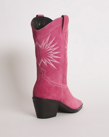 Maeve Leather Embroidered Western Cowboy Calf Boots - Wide Fit (E) Standard Calf