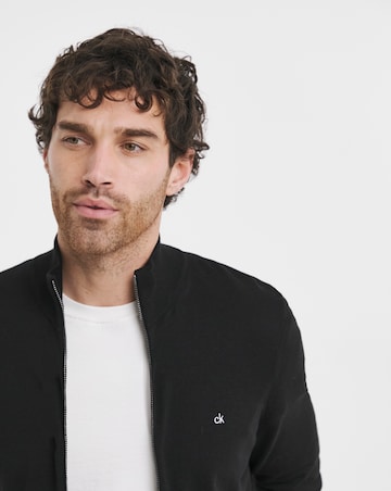 Calvin Klein Cotton Silk Blend Zip Through Knit - Black