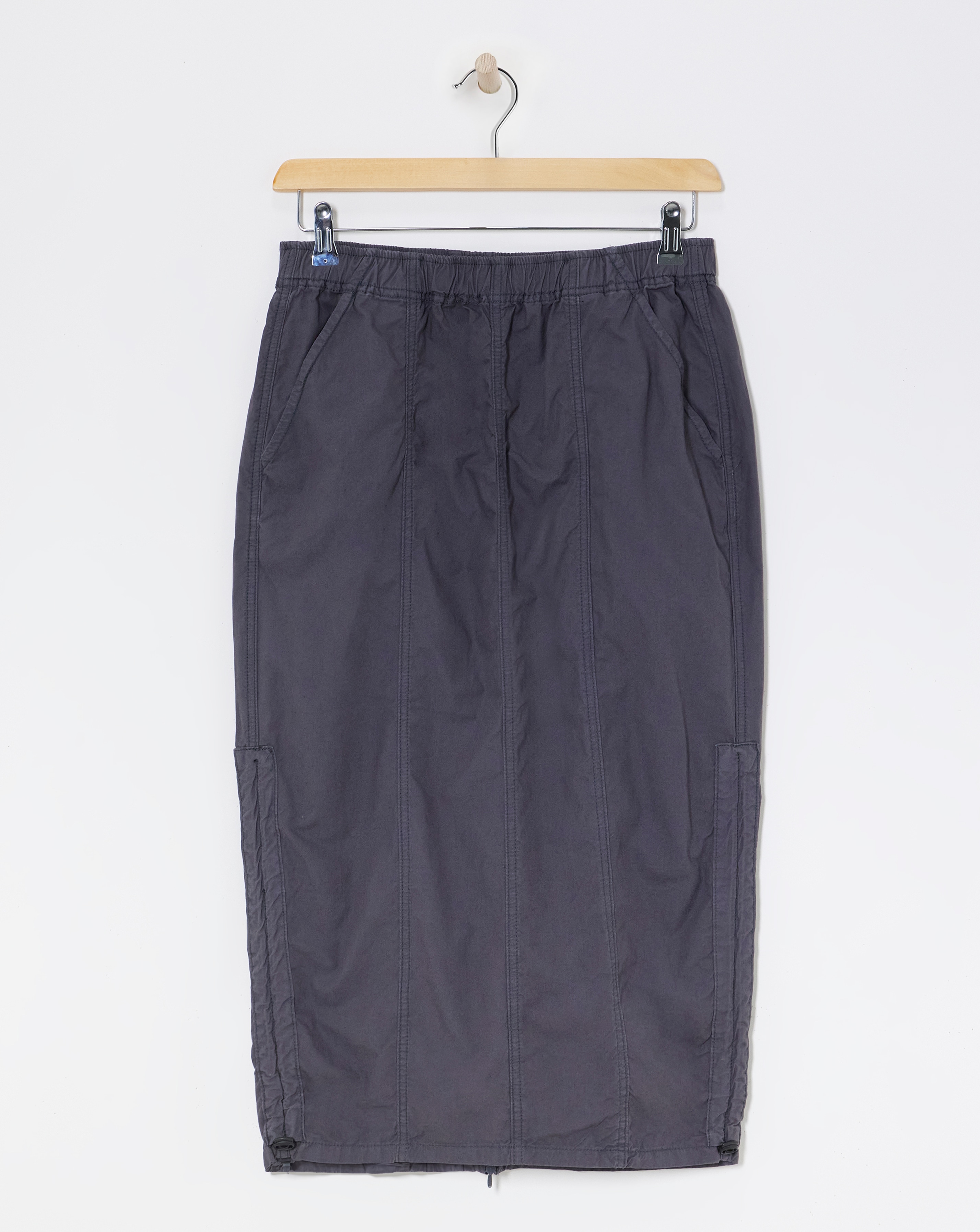 Charcoal Grey Parachute Cargo Midi Skirt