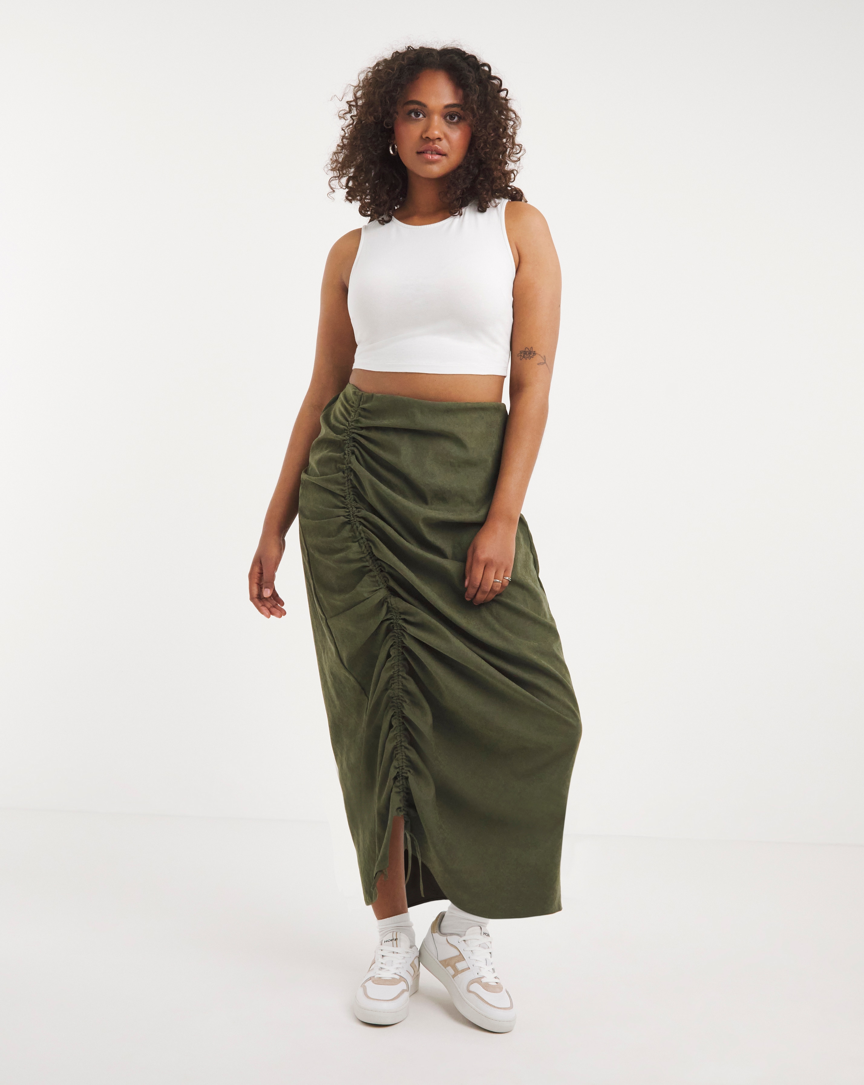 Maxi Cargo Skirt with Ruched Detailing
