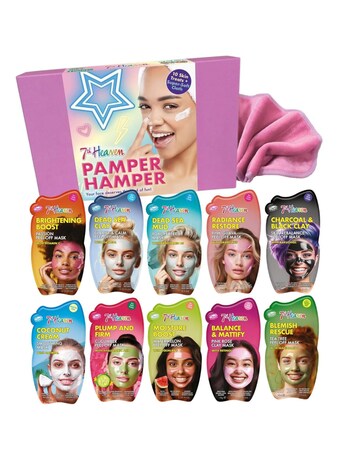 7th Heaven 10 Piece Face Mask & Cloth Pamper Hamper