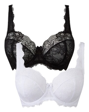 Pretty Secrets 2 Pack Ella Lace Full Cup Black/White Bras