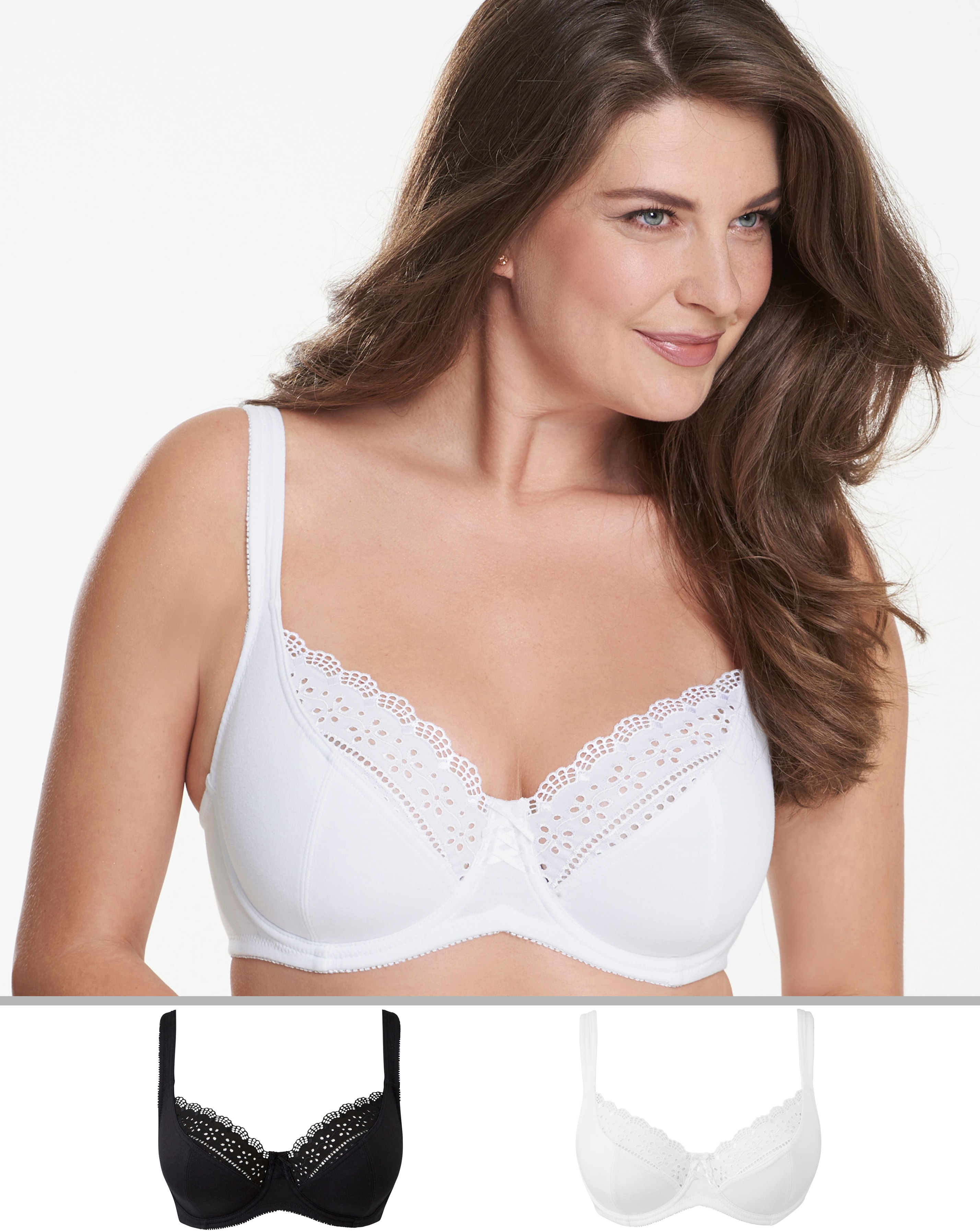 2 Pack Black/White Jane Full Cup Bras