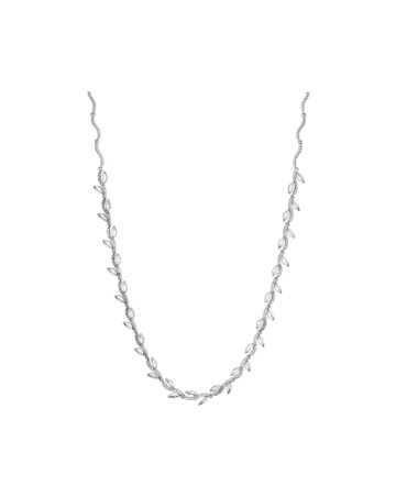 Jon Richard Silver Plated Pave Wave Leaf Collar Necklace