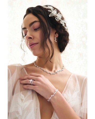 Jon Richard Silver Plated Pave Wave Leaf Collar Necklace