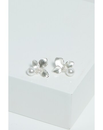 Jon Richard Satin Floral Pearl Earrings