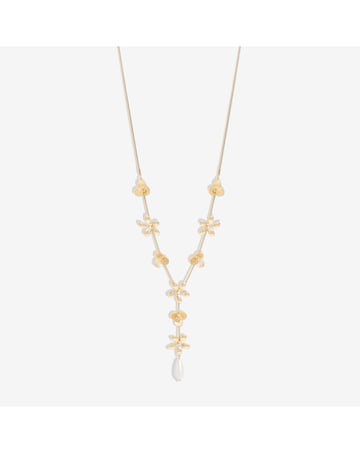 Mood Gold Mixed Flower Linear Y-Drop Necklace