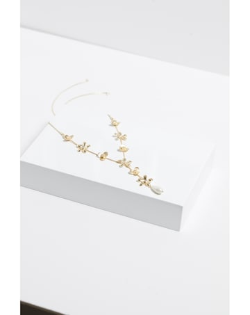 Mood Gold Mixed Flower Linear Y-Drop Necklace