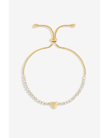 Jon Richard Gold Plated Polished Heart And Crystal Toggle Braclet