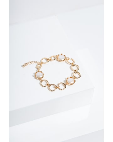 Jon Richard Gold Plated And Baroque Pearl Polished Chain Bracelet
