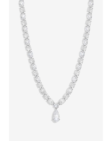 Jon Richard Rhodium Plated Cubic Zirconia Peardrop Allway Necklace - Gift Boxed