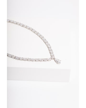 Jon Richard Rhodium Plated Cubic Zirconia Peardrop Allway Necklace - Gift Boxed