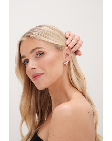Jon Richard Gold Plated Cubic Zirconia And Pearl Bow Earrings