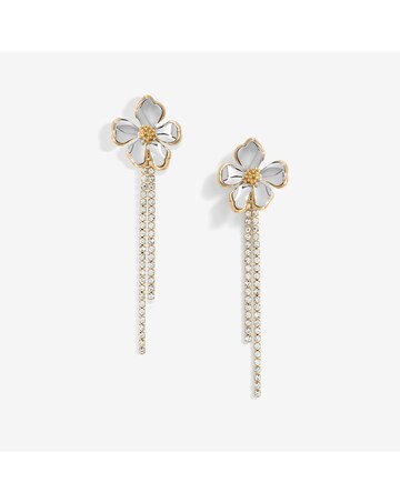 Mood Two Tone Flower Cupchain Drop Earrings