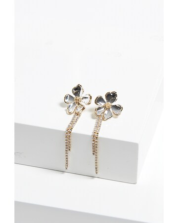 Mood Two Tone Flower Cupchain Drop Earrings