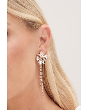 Mood Two Tone Flower Cupchain Drop Earrings