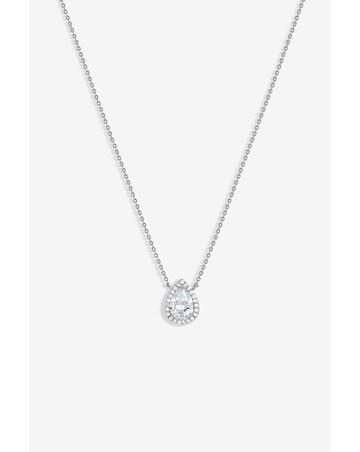 Jon Richard Rhodium Plated Cubic Zirconia Crystal Peardrop Pendant - Gift Boxed