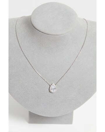 Jon Richard Rhodium Plated Cubic Zirconia Crystal Peardrop Pendant - Gift Boxed