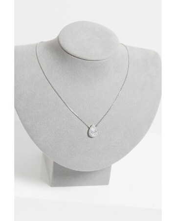 Jon Richard Rhodium Plated Cubic Zirconia Crystal Peardrop Pendant - Gift Boxed